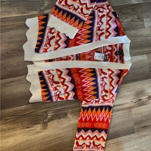 Rue21 Red and White Geometric Cardigan